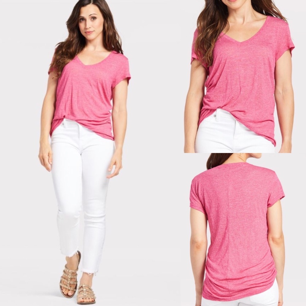 Michael Stars pink “Brooklyn V-Neck” tee Feminine tee Summer top